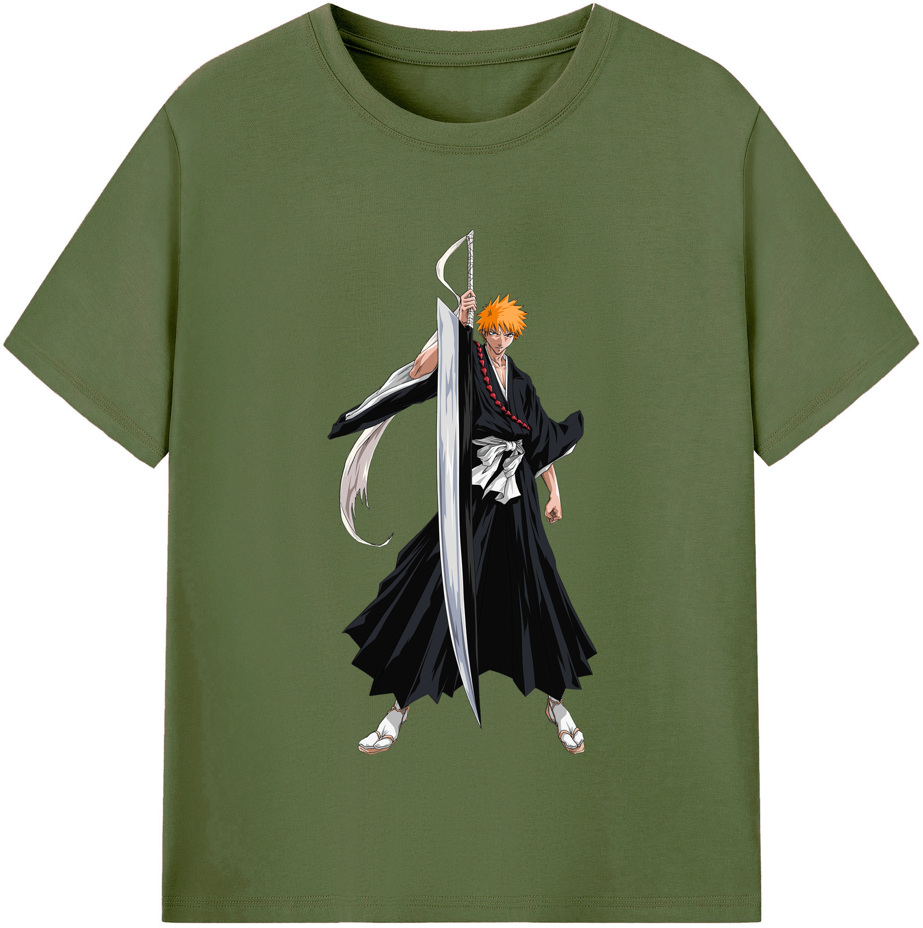 （画像用） ブリーチ 黒崎一護（くろさき いちご）BLEACH Kurosaki Ichigo 綿100％半袖Tシャツ（フロントプリント）